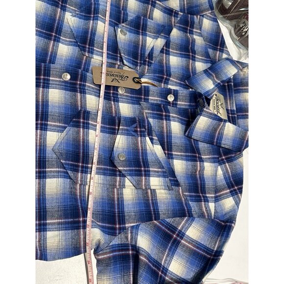 NWT Thorogood Wellington Western Shirt Men’s Large Snap Pockets Blue Plaid - Picture 10 of 11
